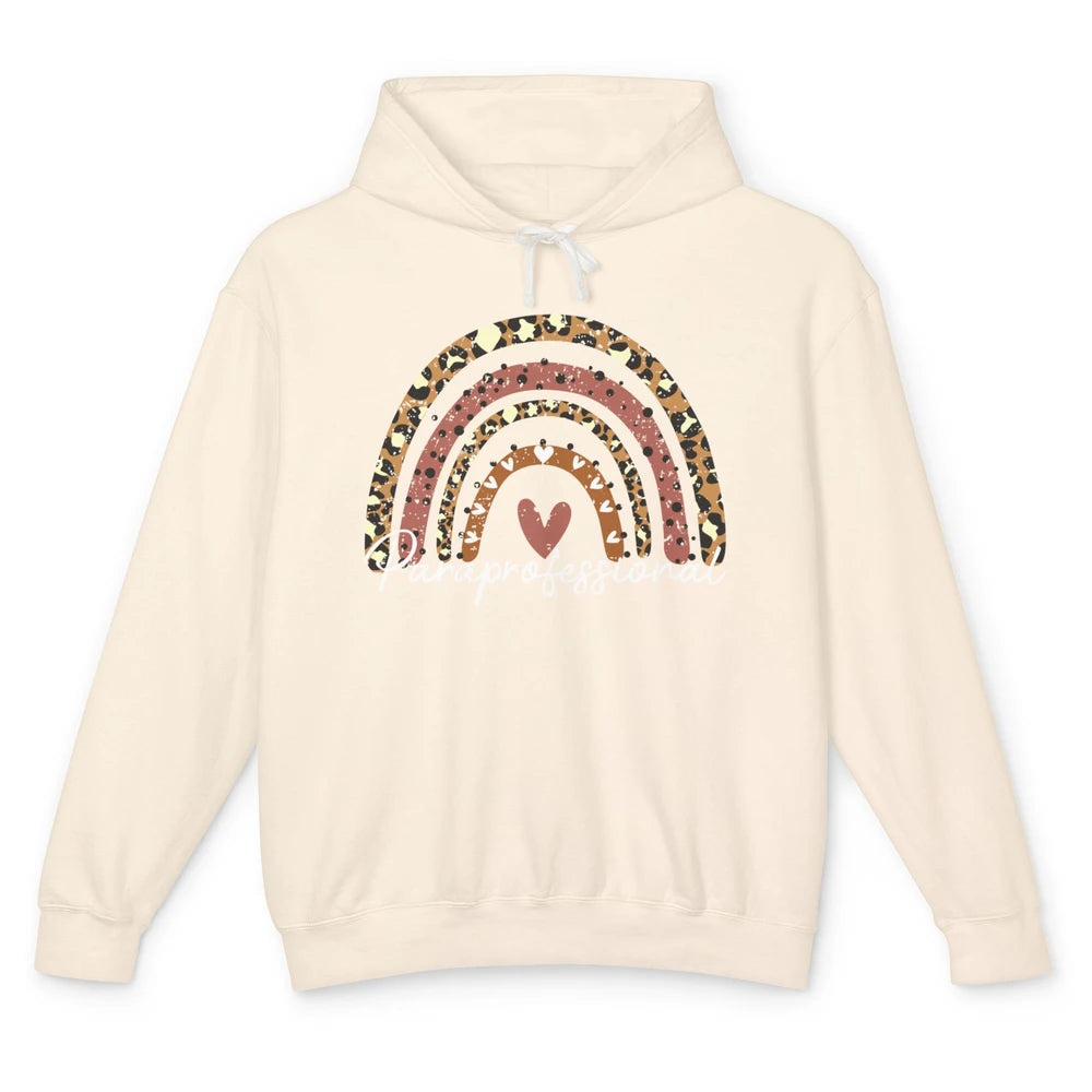 Retro Paraprofessional Life Rainbow Leopard Para Teacher Unisex Lightweight Hoodie