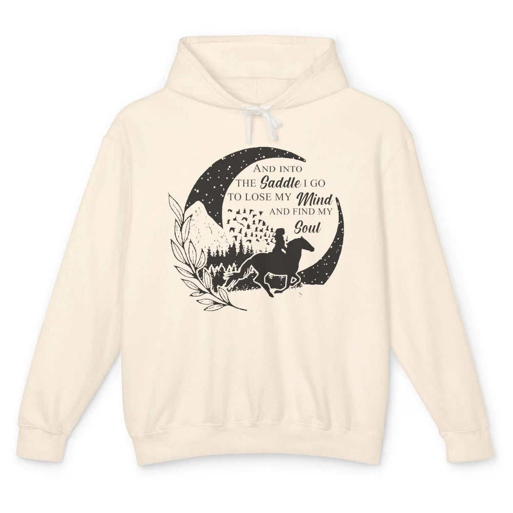 Retro Cowgirl Into The Saddle I Go Western Country Cowboy Unisex Lightweight Hoodie