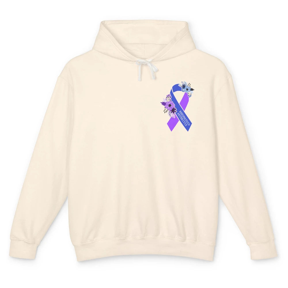 Rheumatoid Arthritis RA Awareness Support Blue Purple Ribbon Unisex Lightweight Hoodie