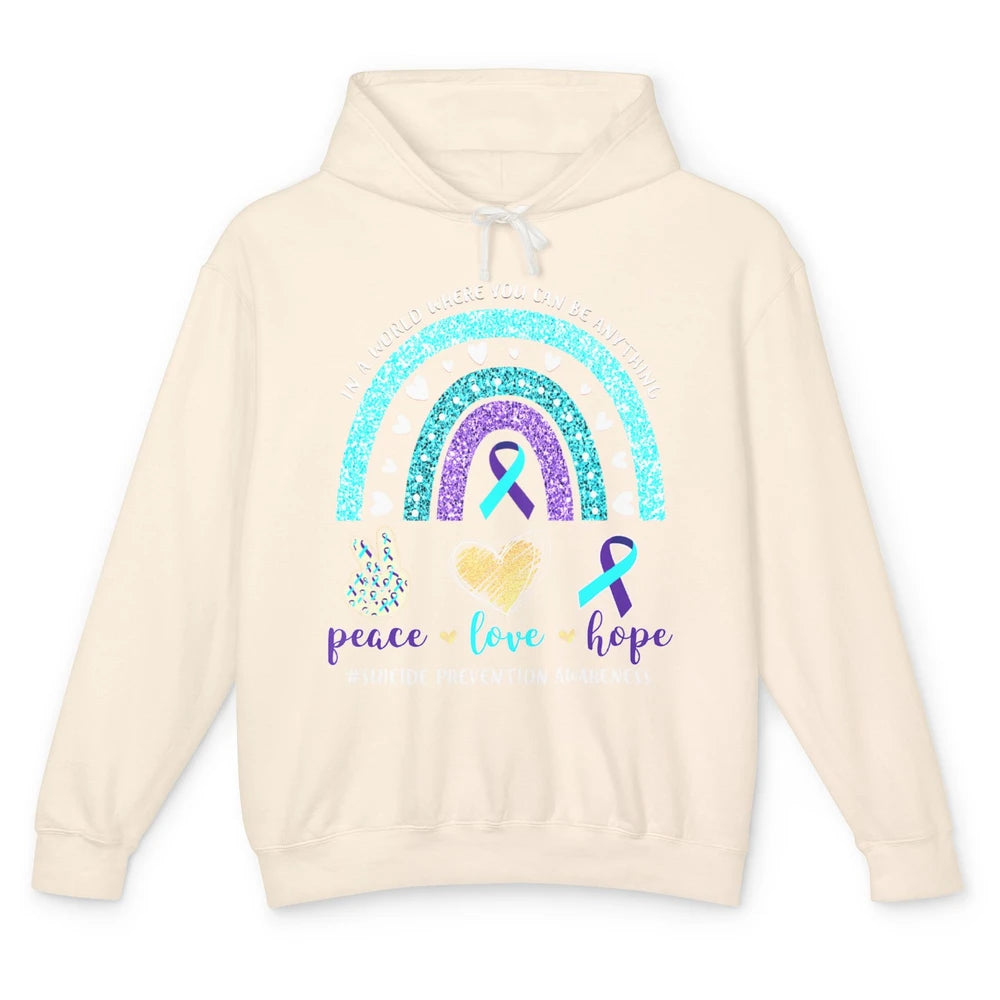 Peace Hope Love Rainbow Suicide Prevention Awareness Month Unisex Lightweight Hoodie