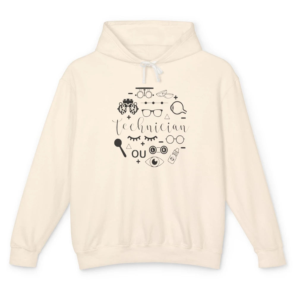 Optometry Symbols Eyeglasses Optician Optometrist Technician Unisex Lightweight Hoodie