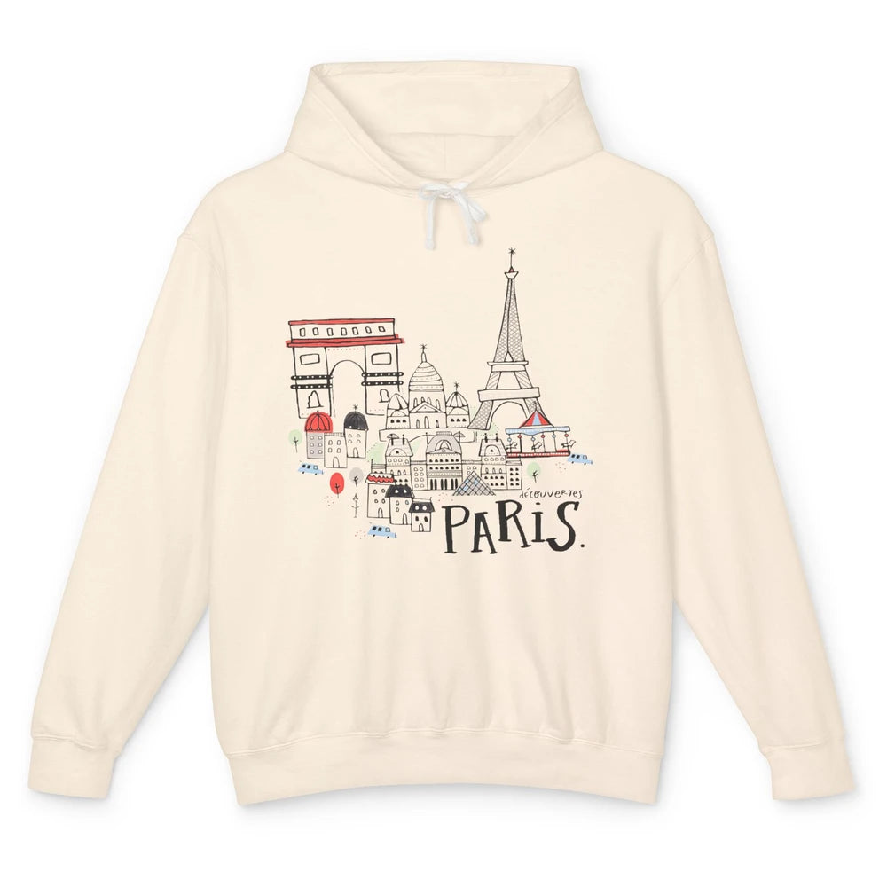 Paris Eiffel Tower Travel France Gift Paris Skyline Unisex Lightweight Hoodie