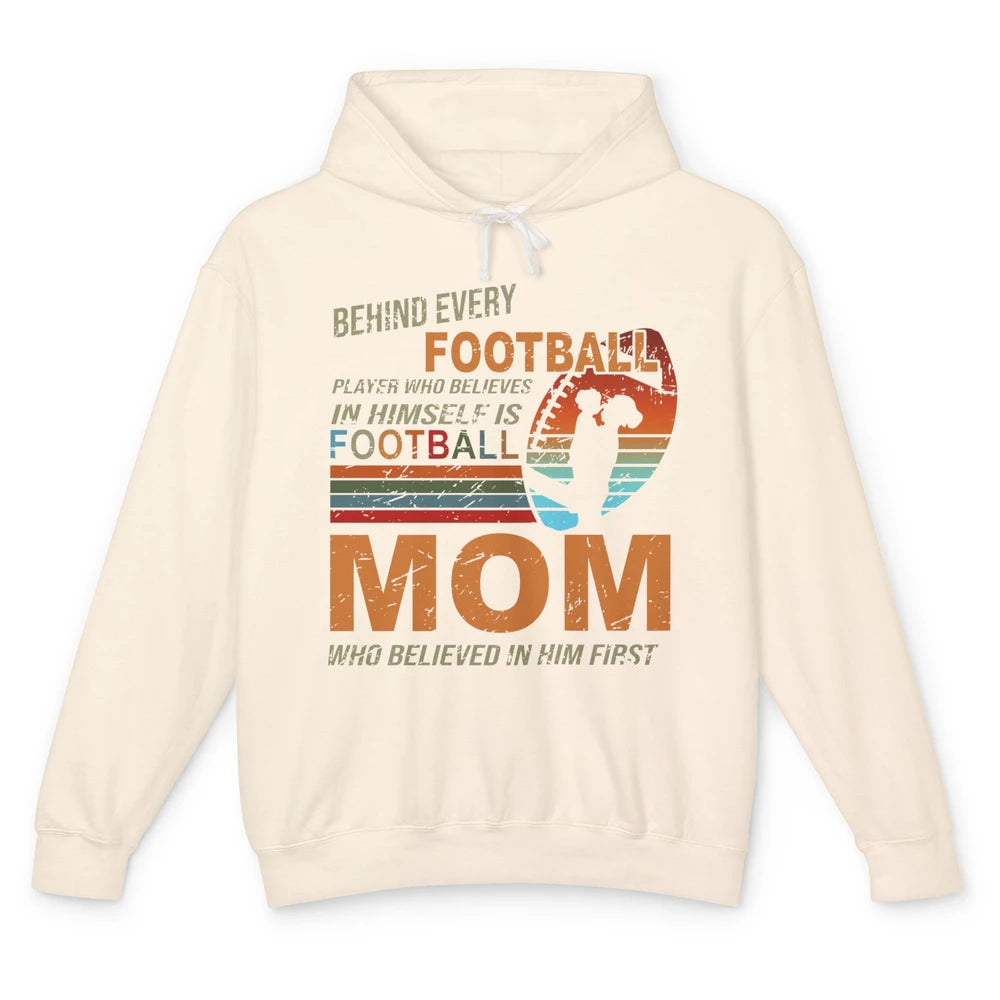 Retro Football Mom Behind Every Football Player Is A Mom Unisex Lightweight Hoodie