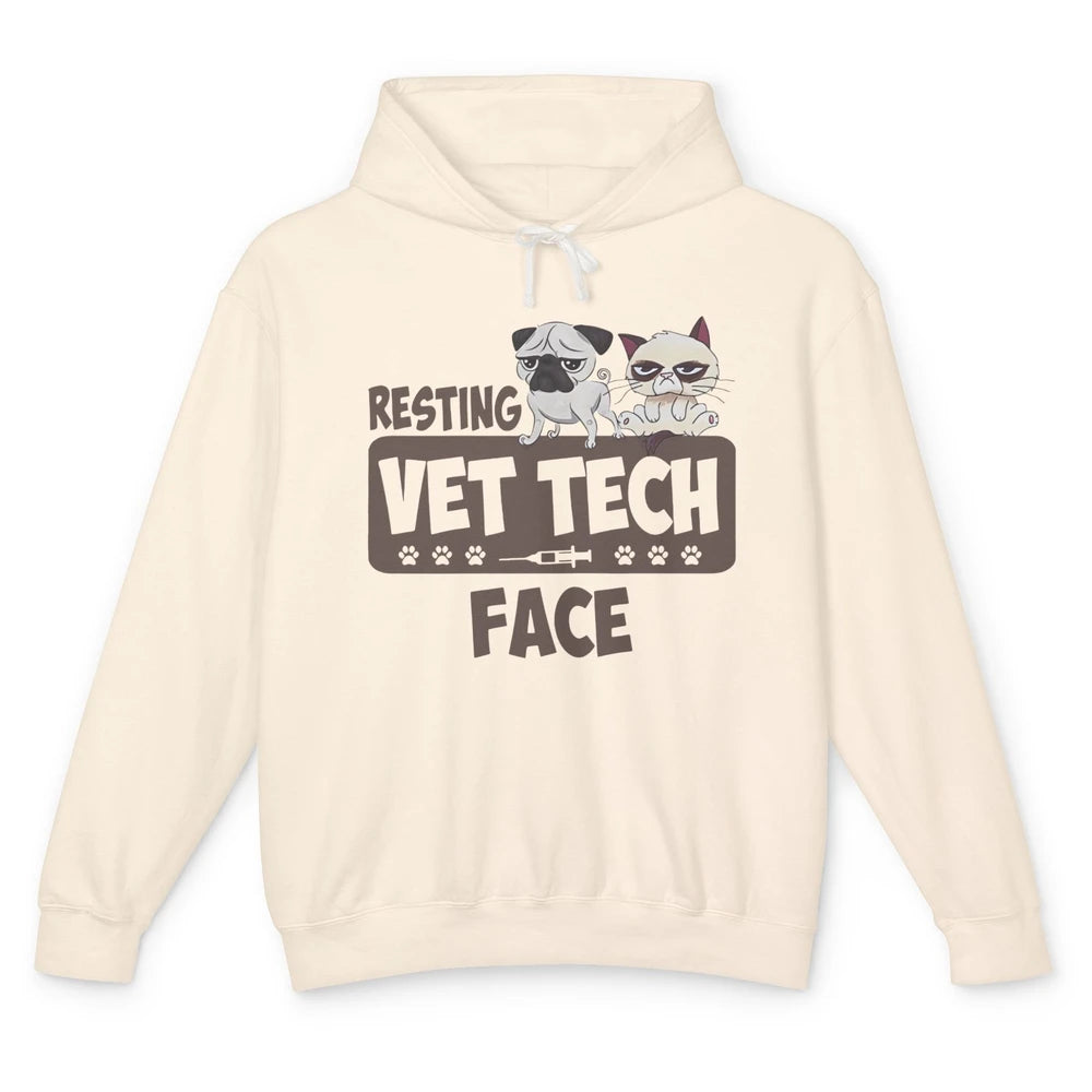 Resting Vet Tech Animal Face Nurse Veterinarian Dog Cat Paw Unisex Lightweight Hoodie