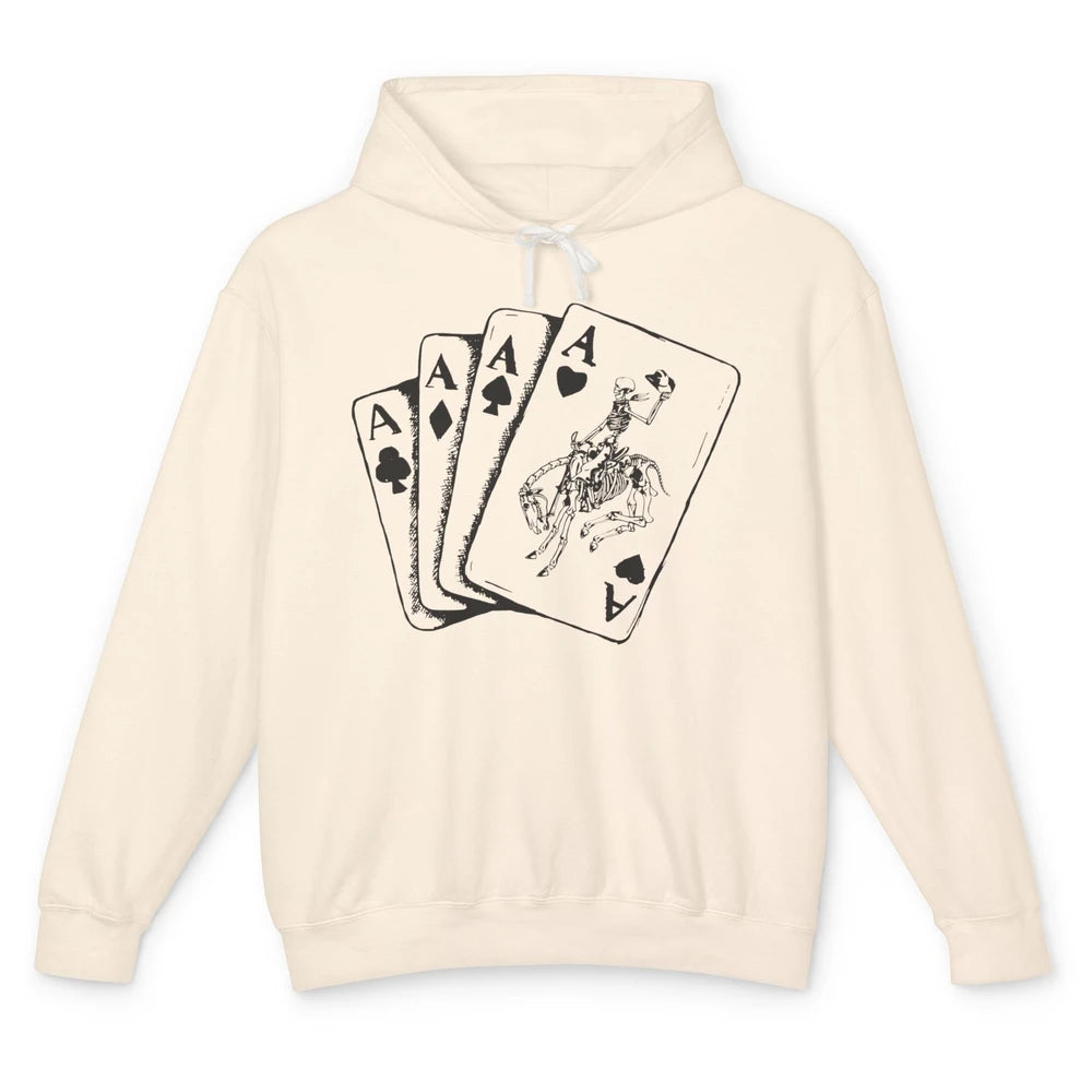 Skeleton Cowboy Horsing Playing Cards Western Cowboy Rodeo Unisex Lightweight Hoodie