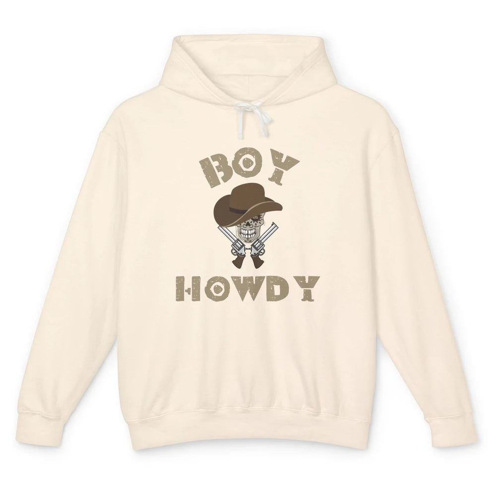 Retro Boy Howdy Rodeo Cowboy Skull Vintage Western Country Unisex Lightweight Hoodie