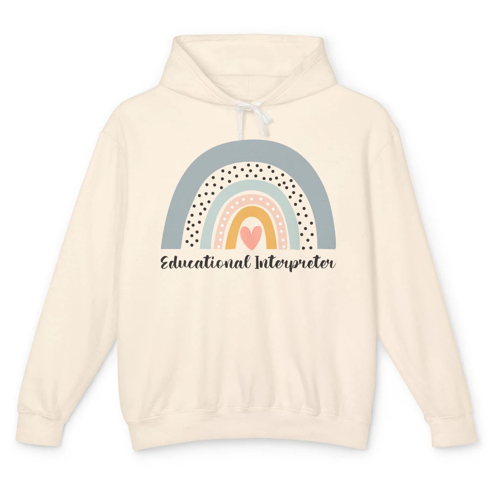 Retro Boho Rainbow Educational Interpreter Back To School Unisex Lightweight Hoodie