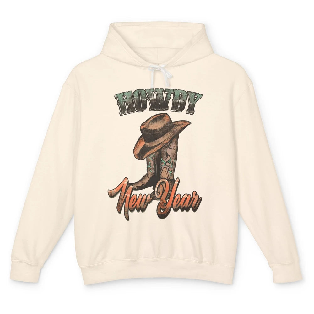 Retro Cowboy Boots Hat Howdy New Year Western New Year Unisex Lightweight Hoodie
