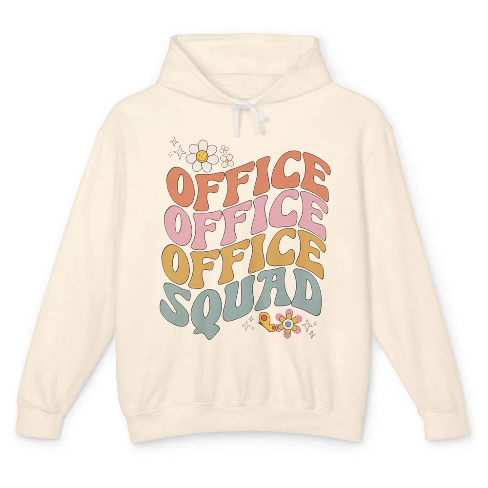 Retro Office Squad Hippie Groovy Office Staff Positive Mind Unisex Lightweight Hoodie