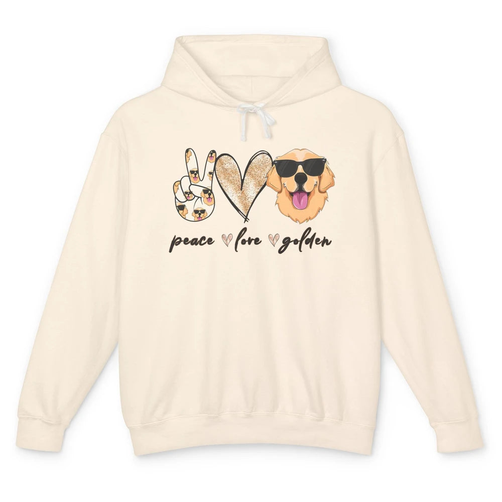 Peace Love Golden Dog Lover Golden Retriever Dad Mom Gift Unisex Lightweight Hoodie