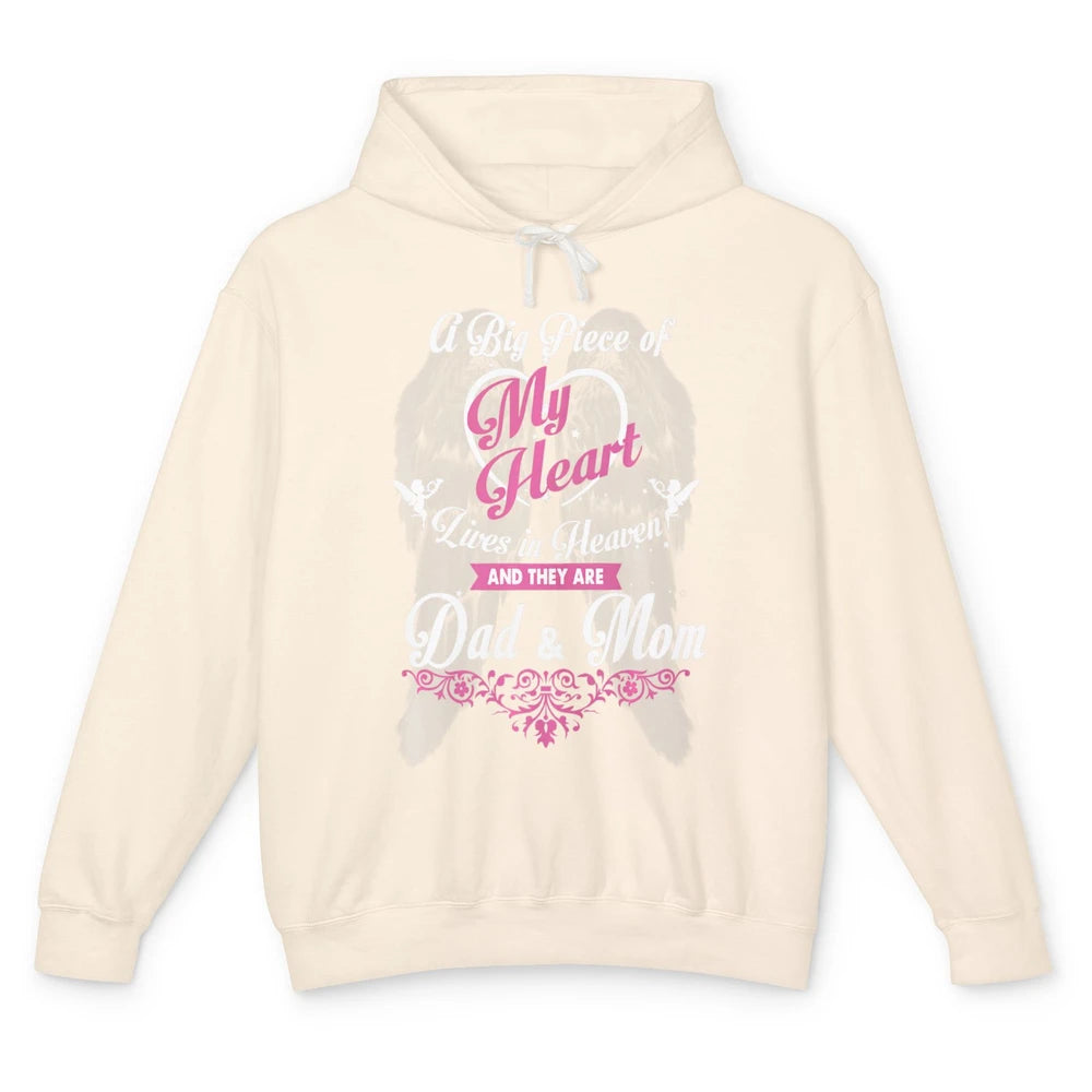 Parents Heaven Dad And Mom In Heaven Angel Wings Guardian Unisex Lightweight Hoodie