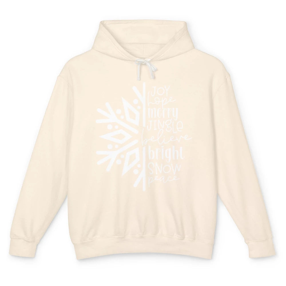 Snowflakes Christmas Joy Hope Merry Jungle Christmas Lovers Unisex Lightweight Hoodie