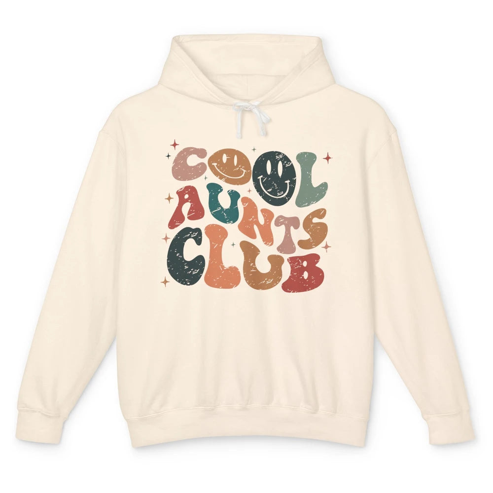 Retro Cool Aunts Club Funny Smiling Face Auntie Sister Gift Unisex Lightweight Hoodie