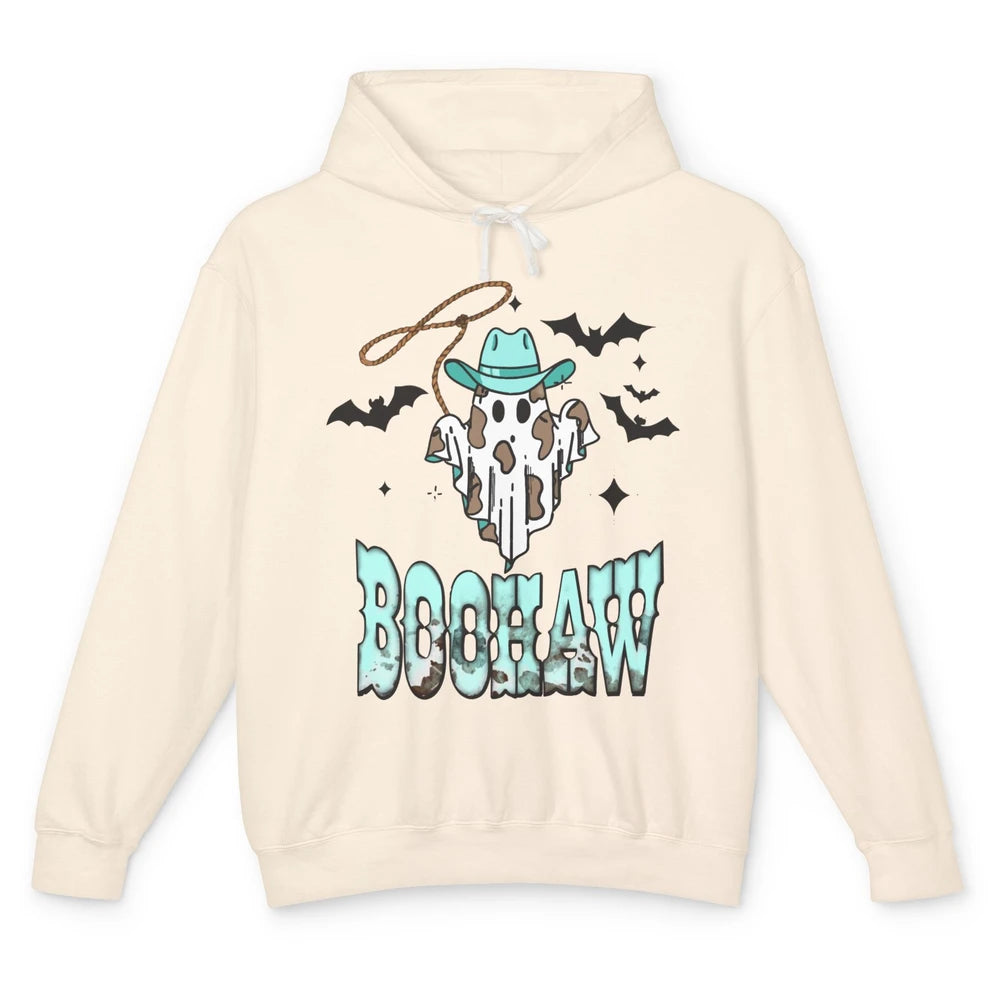 Retro Halloween Boohaw Cowboy Ghost Spooky Western Halloween Unisex Lightweight Hoodie