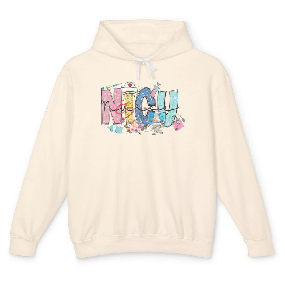 Nicu Nurse Registered Therapist Nursing Floral Leopard Care Unisex Lightweight Hoodie