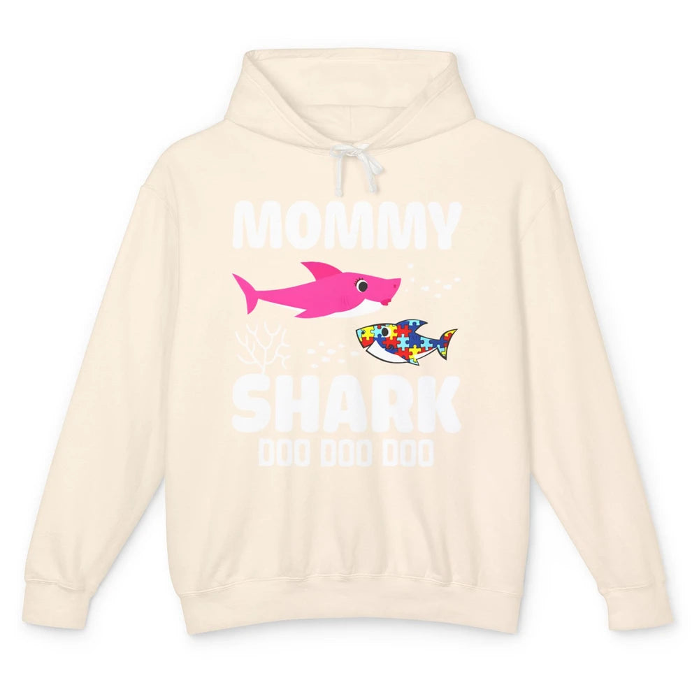 Mommy Shark Autism Shark Puzzle Autism Mom Autism Awareness Unisex Lightweight Hoodie