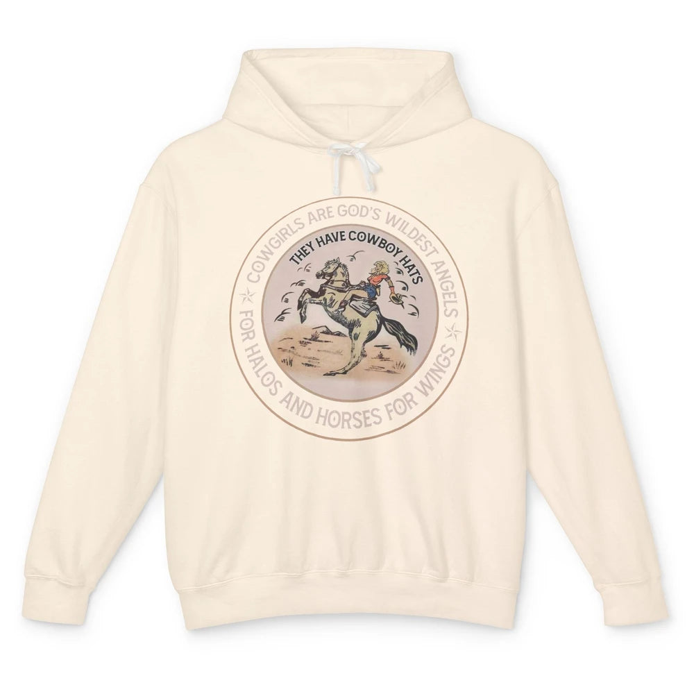 Retro Cowgirls Are God's Wildest Angel Western Country Rodeo Unisex Lightweight Hoodie