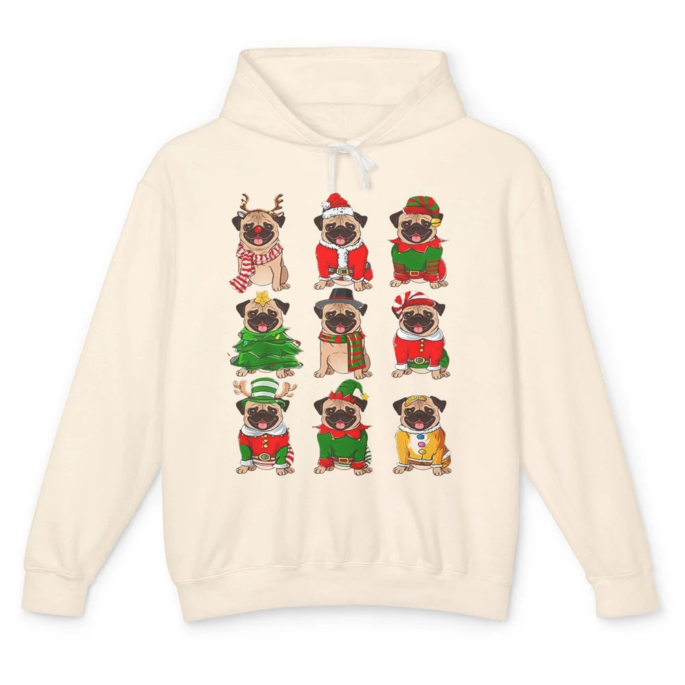 Pug Collection Christmas Santa Pug Dog Christmas Pugmas Unisex Lightweight Hoodie