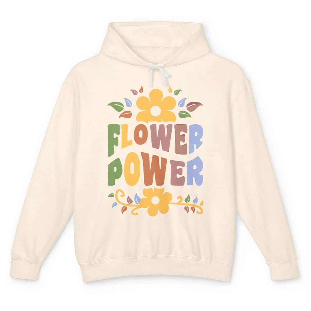Retro 60s Groovy Flower Power 1960s Hippie Floral Positive Unisex Lightweight Hoodie