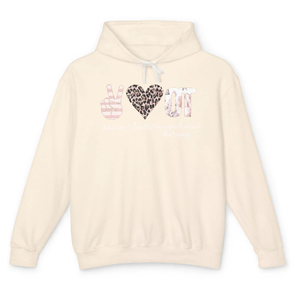 Retro Occupational Therapist Peace Love Occupational Therapy Unisex Lightweight Hoodie