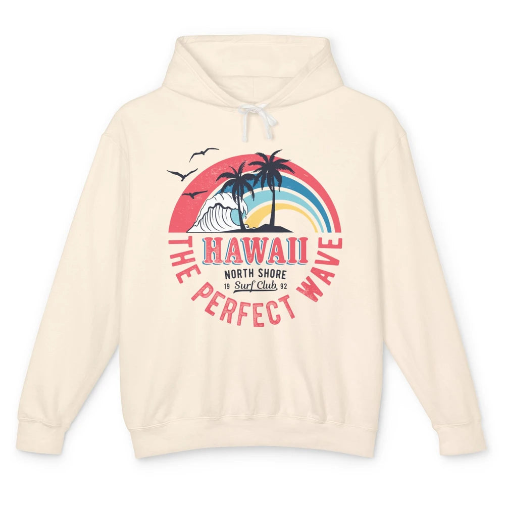 Retro Hawaii North Shore Surf Club Beach Palms Vintage 1980s Unisex Lightweight Hoodie