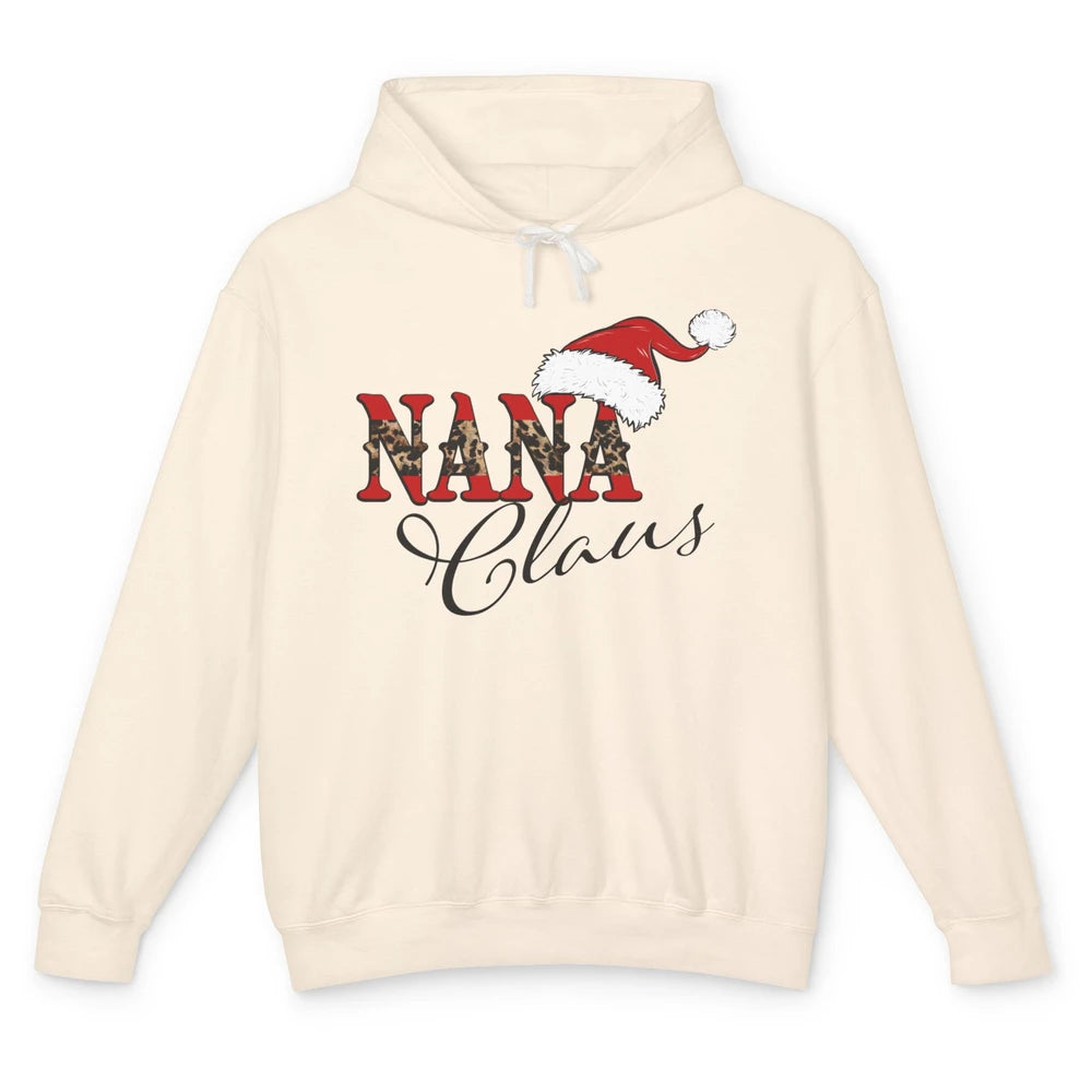 Nana Claus Western Nana Santa Hat Christmas Grandma Leopard Unisex Lightweight Hoodie