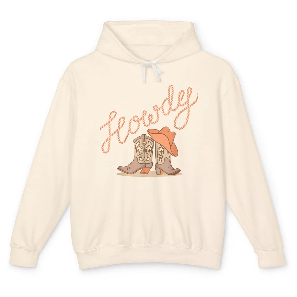 Retro Howdy Cowboy Hat Boots Western Country Cowgirl Music Unisex Lightweight Hoodie