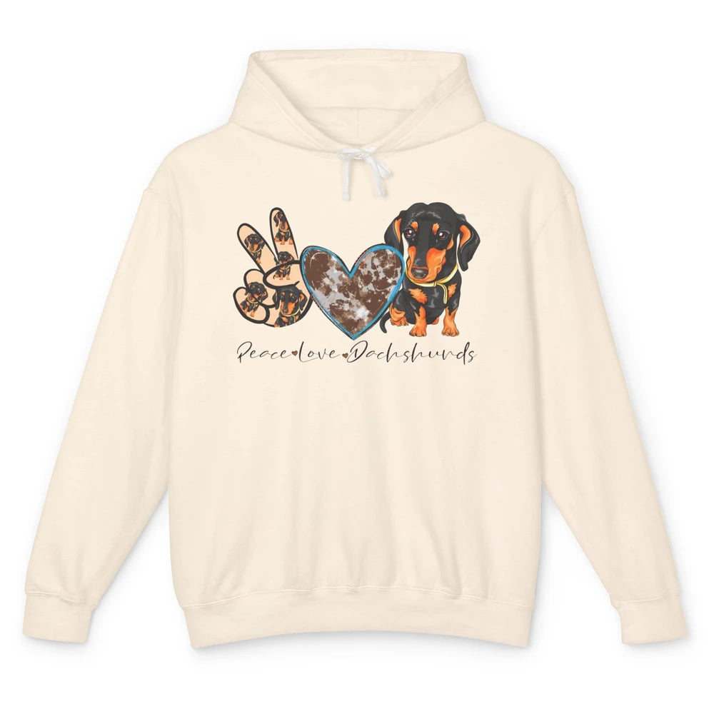 Peace Love Dachshund Dog Mom Dachshund Lovers Wiener Mom Unisex Lightweight Hoodie