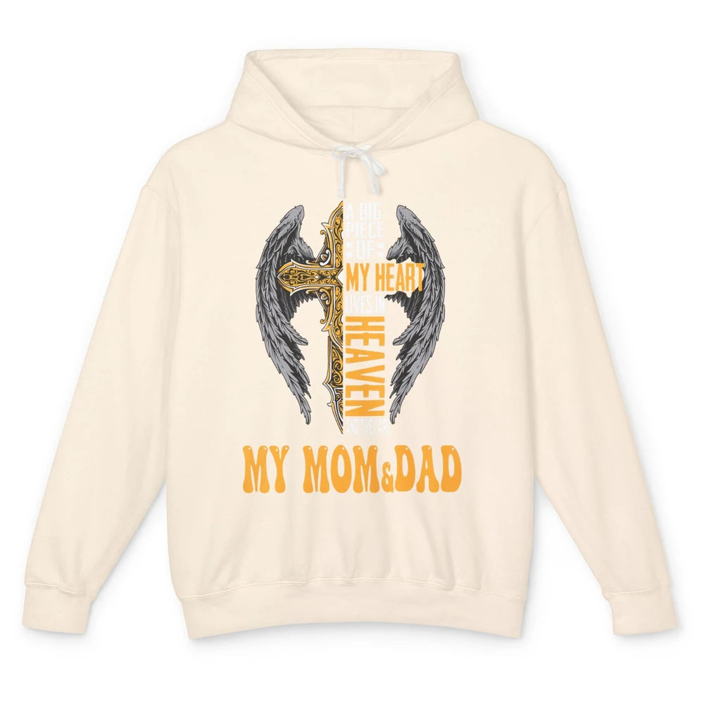 Parents Heaven Dad And Mom In Heaven Angel Cross Guardian Unisex Lightweight Hoodie