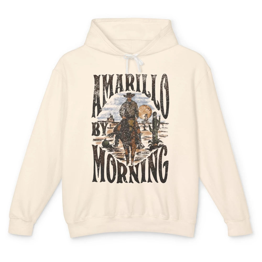 Retro Cowboy Riding Horse Desert Amarillo By Morning Western Unisex Lightweight Hoodie