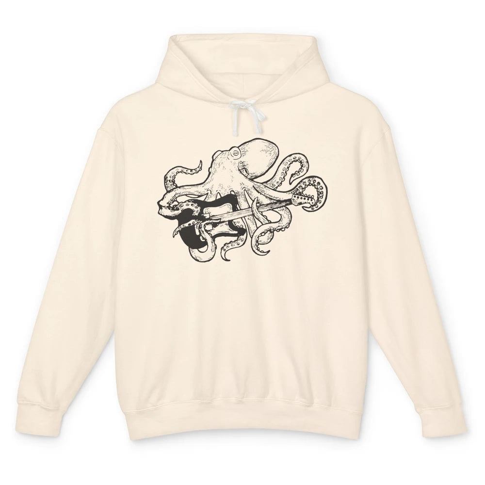 Retro Octopus Electric Guitar Octopus Guitarist Musician Unisex Lightweight Hoodie