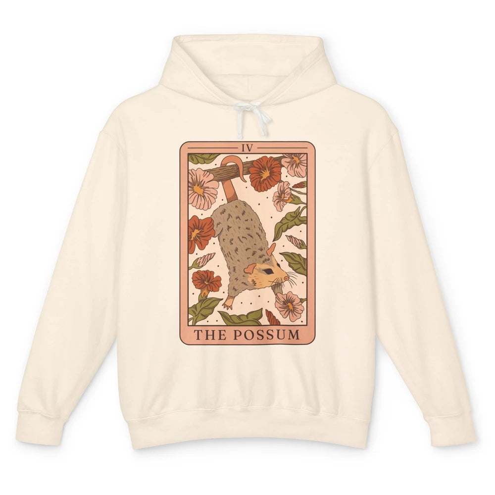 Possum Tarot Card Floral Possum Cat Lovers Team Trash Unisex Lightweight Hoodie