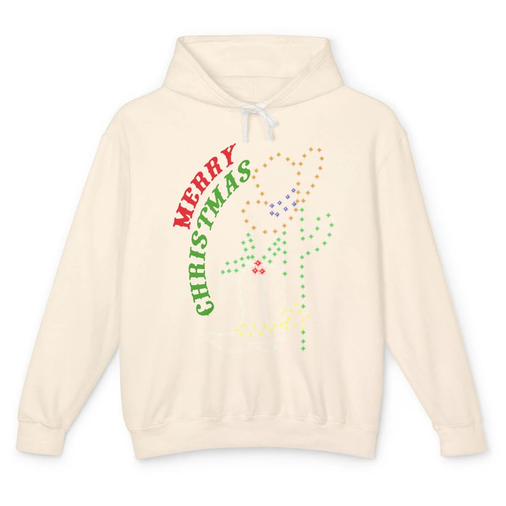 Retro Cowboy Merry Christmas Western Country Cowgirl Costume Unisex Lightweight Hoodie