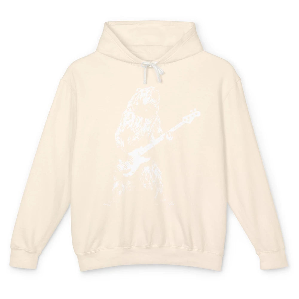Retro Bear Playing Bass Guitar Bear Guitarist Music Lovers Unisex Lightweight Hoodie