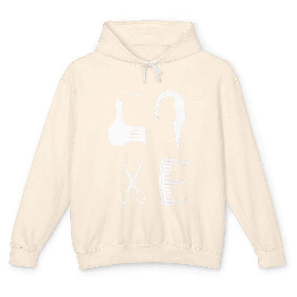 Love Barber Tools Style Hairstylist Hairdresser Hair Retro Unisex Lightweight Hoodie