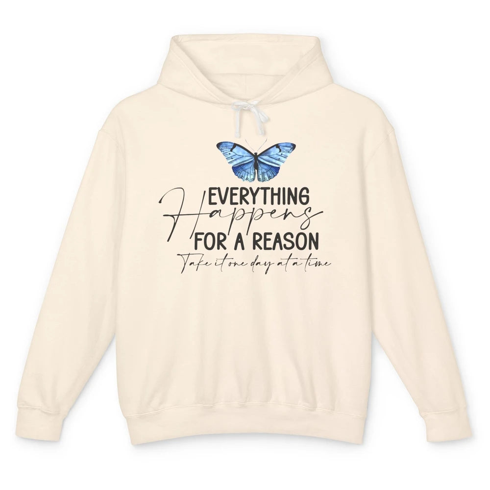 Retro Groovy Everything Happens For A Reason Inspirational Unisex Lightweight Hoodie