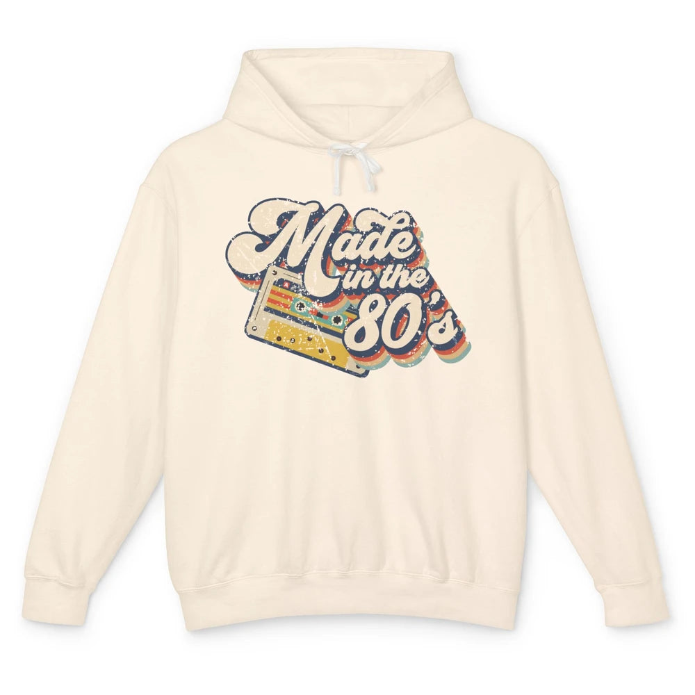 Retro Cassette Made In The 80's 1980s Born Birthday Day Gift Unisex Lightweight Hoodie
