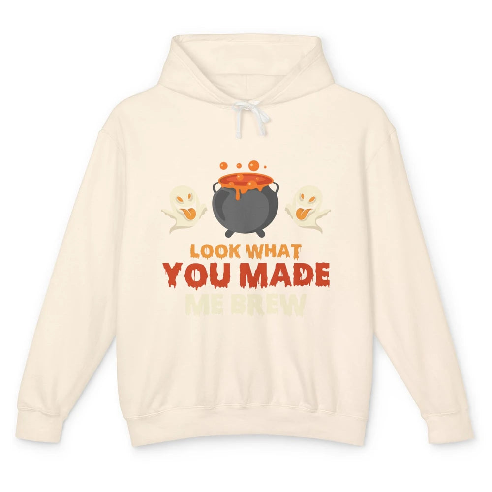 Funny Look What You Made Me Brew Boo Halloween Spooky Season Unisex Lightweight Hoodie