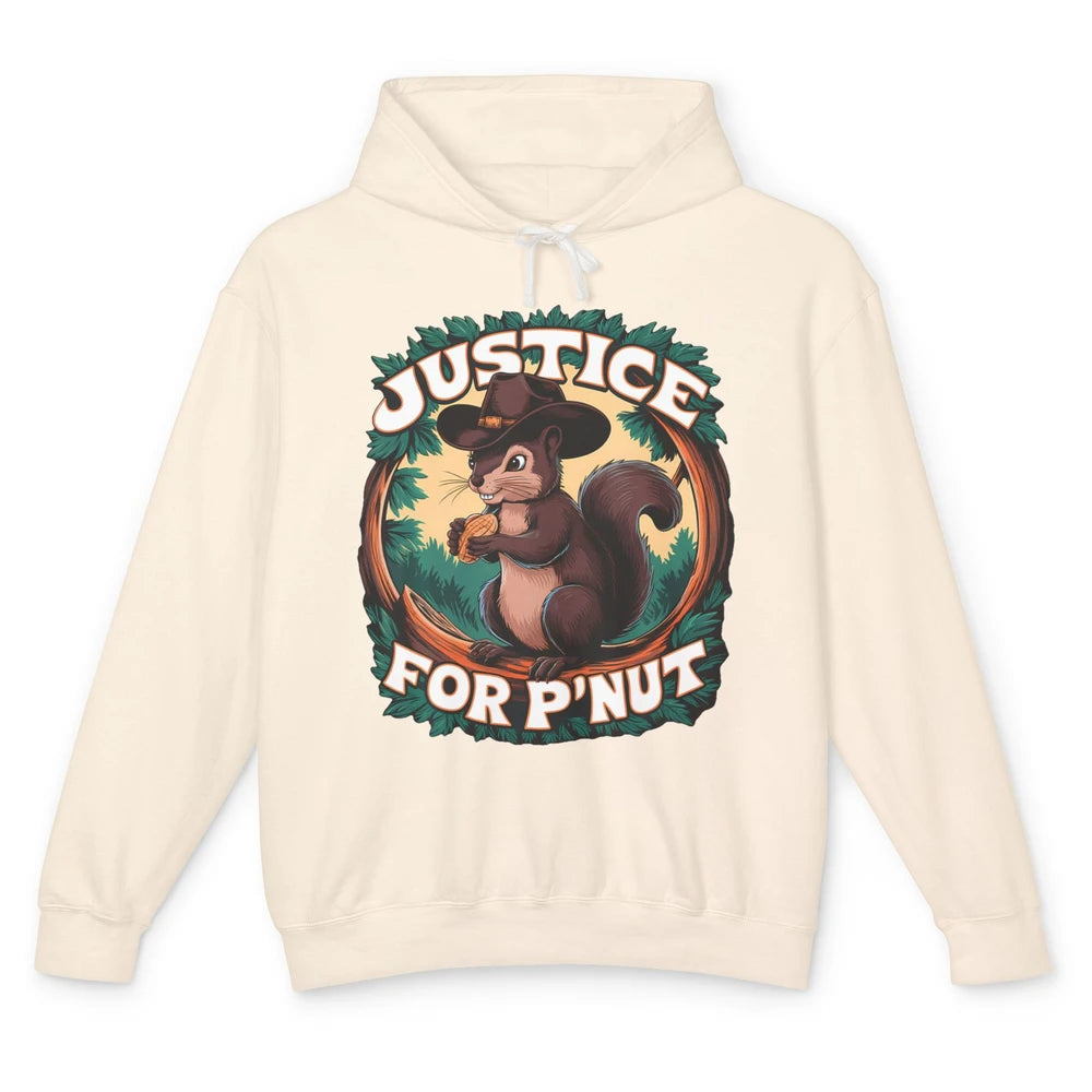 Justice For P'Nut Cute Peanut Squirrel Cowboy Funny Rodeo Howdy Western Country Unisex Lightweight Hoodie