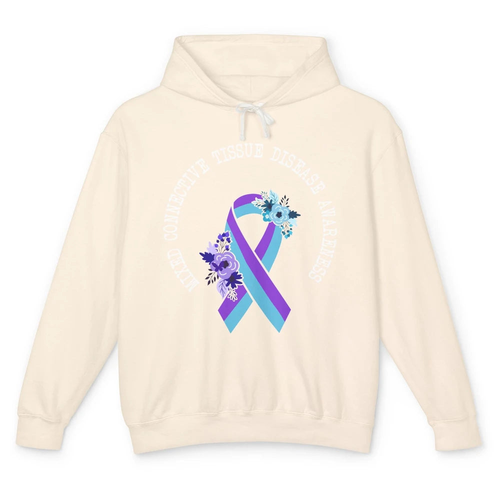 Mixed Connective Tissue Disease Awareness MCTD Floral Ribbon Unisex Lightweight Hoodie