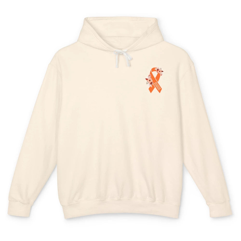Multiple Sclerosis Awareness Floral Orange Ribbon Rainbow Unisex Lightweight Hoodie