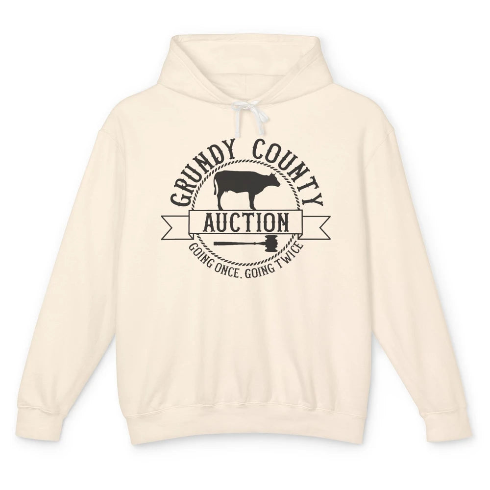 Retro Cow Cattle Grundy County Auction Western Country Farm Unisex Lightweight Hoodie