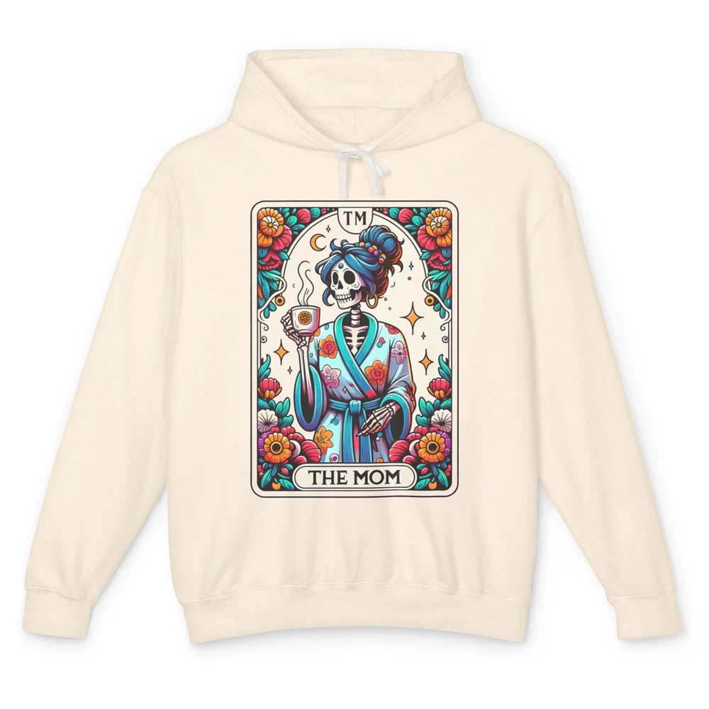 Retro Floral Skeleton The Mom Tarot Card Halloween Mom Life Unisex Lightweight Hoodie