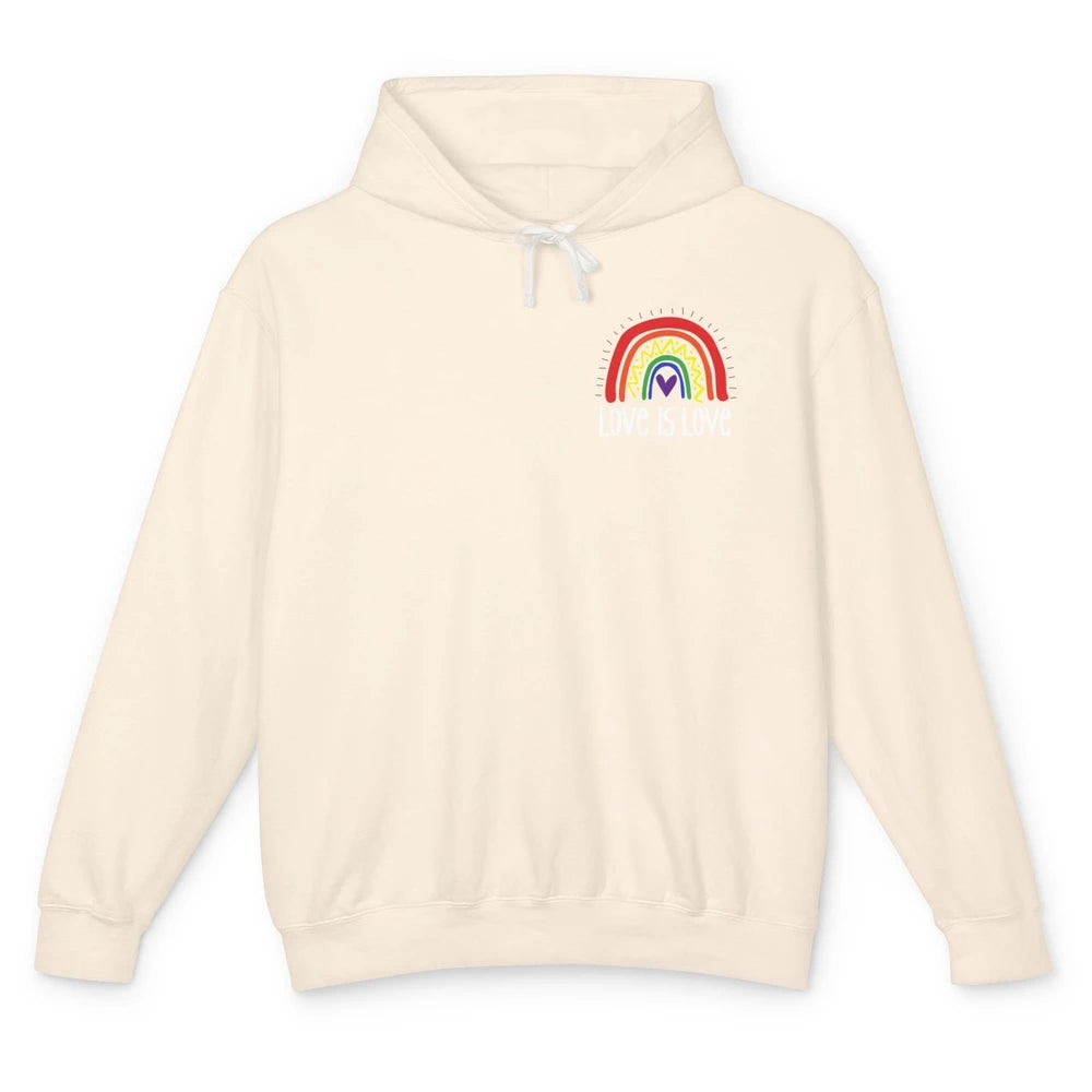 Rainbow Love Is Love LGBT Gay Pride Month Rainbow Flag Unisex Lightweight Hoodie