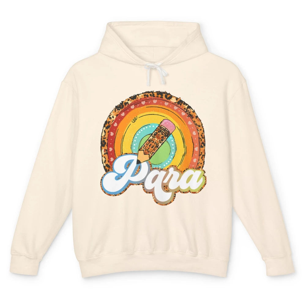 Retro Leopard Rainbow Paraprofessional Teacher Para Squad Unisex Lightweight Hoodie