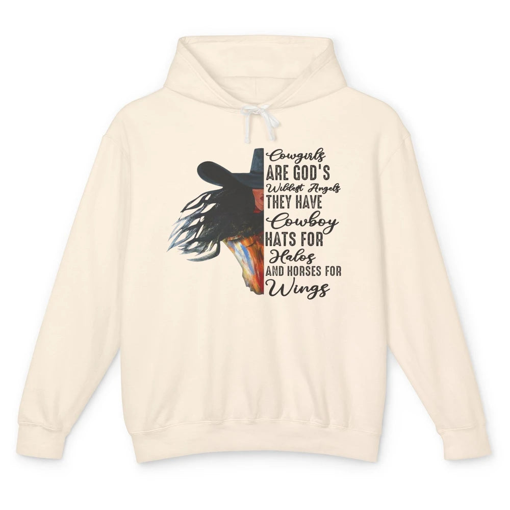 Retro Cowgirls Are God's Wildest Angel Western Country Rodeo Unisex Lightweight Hoodie