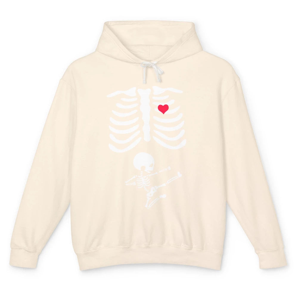 Pregnant Halloween Skeleton Naughty Baby Boy Pumpkin Costume Unisex Lightweight Hoodie