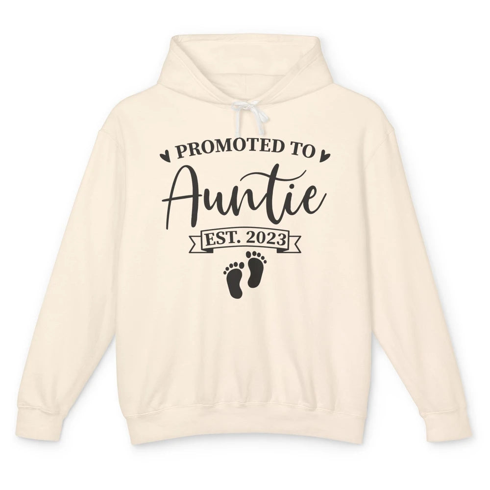 Promoted To Auntie Est 2023 Auntie To Be Baby Reveal Gift Unisex Lightweight Hoodie