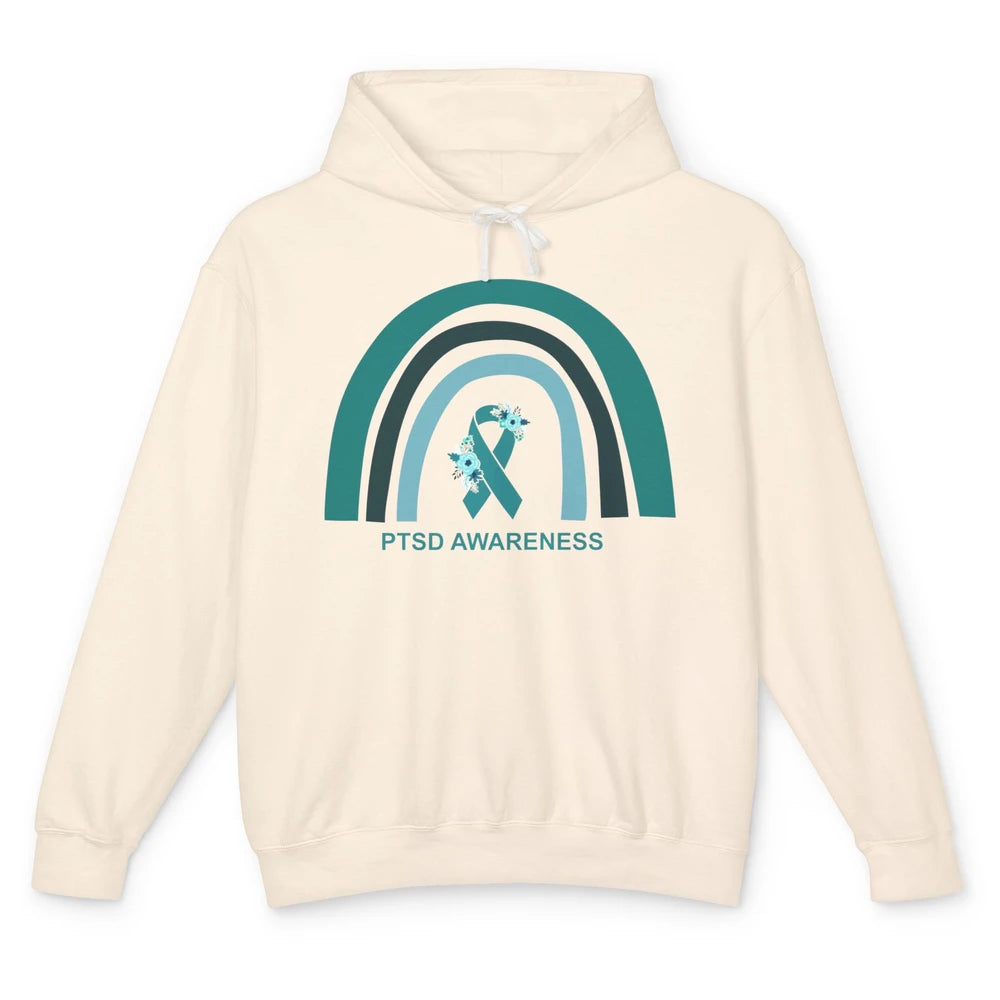 Post-traumatic Stress Disorder Awareness PTSD Teal Ribbon Unisex Lightweight Hoodie