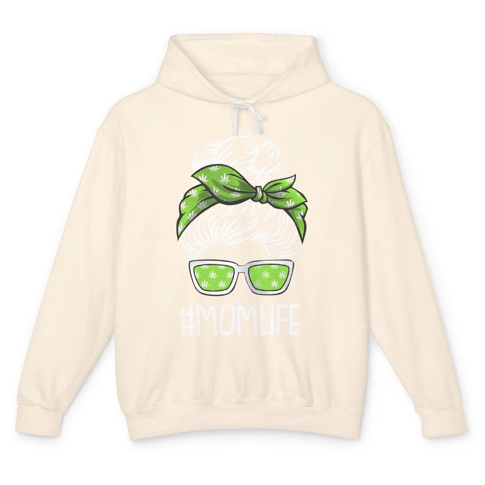 Mom Life Women Cannabis Weed Mom Lady Bun Unisex Lightweight Hoodie